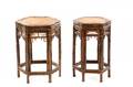 Pair Chinese Bamboo Hexagonal Nesting Tables