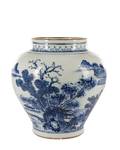 Chinese Yuan Dynasty Style Pot Blue Landscape