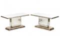 Pair Mirrored Art Deco Style Low Accent Tables
