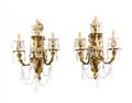 Pair Gilt Bronze Neoclassical 4 Light Sconces