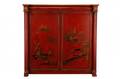 Red Chinoiserie Decorated Two Door Cabinet