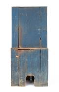 Blue painted pine stepback cupboard