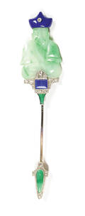 Platinum and jade stick pin