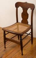 E 19th C Figured Maple Childs Hitchcock Chair