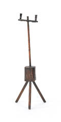 Primitive oak candlestand early 19th c