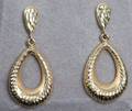 14K Gold Tear Drop Hoop w Dangle Earrings