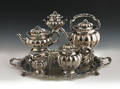German 800 silver fivepiece tea service 19th c
