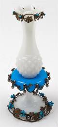 A Metal Mounted Opaline Glass Vase