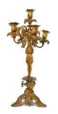 A Continental Gilt Bronze FiveLight Candelabrum