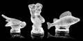 A Group of Three Lalique Molded and Frosted Glass Figures