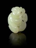 A Small Carved White Jade Toggle
