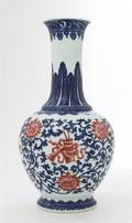 A Chinese Copper Red and Underglaze Blue Porcelain Vase