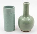 Two Celadon Glazed Porcelain Vases
