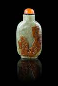 A Carved Celadon Jade Snuff Bottle