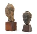 Two Thai Stone Heads of Buddha