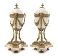 A Pair of Gilt Bronze Mounted Marble Ornaments