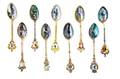 A Group of Nine German Gilt Silver and Enamel Demitasse Spoons