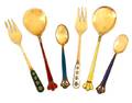 A Collection of Danish Enameled Gilt Metal Forks and Spoons