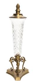 A Brass Mounted Cut Glass Vase and Cover