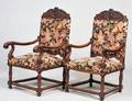 PAIR OF LOUIS XIII STYLE WALNUT ARMCHAIRS
