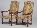 PAIR OF LOUIS XIII STYLE MAHOGANY ARMCHAIRS