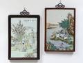 TWO ENAMELED PORCELAIN PLAQUES