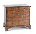 George II burl veneer chest of drawers ca 1720