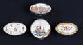 Four Battersea enamel snuff boxes late 18th c