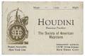 Houdini Harry Houdini Business Card New York 1920s