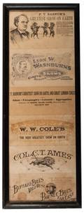 Collection of Framed Antique Circus Letterheads 1870s