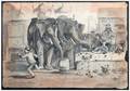 Comical Charcoal Drawing of Circus Elephants Artist