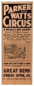 Parker and Watts Circus Central Show Printing Co ca