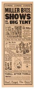 Miller Brothers Shows in the Big Tent Curtiss