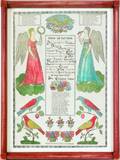 Printed and hand colored fraktur by Peters