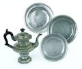 Collection of American pewter to include a Roswell Gleason coffee pot