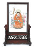 Chinese painted porcelain table screen ca 1900