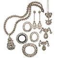 Collection of edwardian or georgian silver paste jewelry accessories