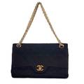 Chanel vintage quilted black fabric shoulder bag