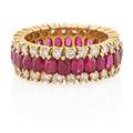 Ruby diamond  yellow gold eternity band