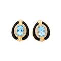 Blue topaz diamond  14k yellow gold ear clips