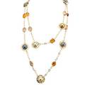 Citrine pearl  yellow gold necklace