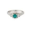Emerald  diamond platinum ring