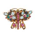 Multigem set yellow gold butterfly brooch