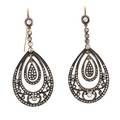 Pair of silver  rose cut diamond drop earrings