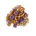 Amethyst citrine  18k yellow gold chain ring