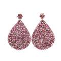 Pink tourmaline diamond  silver drop earrings