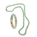 Nephrite  yellow gold necklace  hinged bracelet