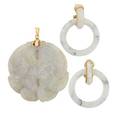 Carved nephrite  14k yellow gold jewelry