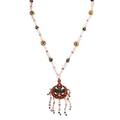 Indian gilt silver pearl ruby  gem necklace