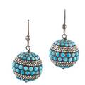 Turquoise diamond silver  gold drop earrings
